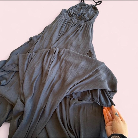 Free People Size 6 Maxi Backless Gray High Neckline Dress - Picture 2 of 6